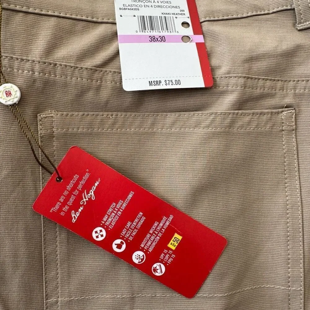 ben hogan 4 way stretch khaki heather pants size 38x32